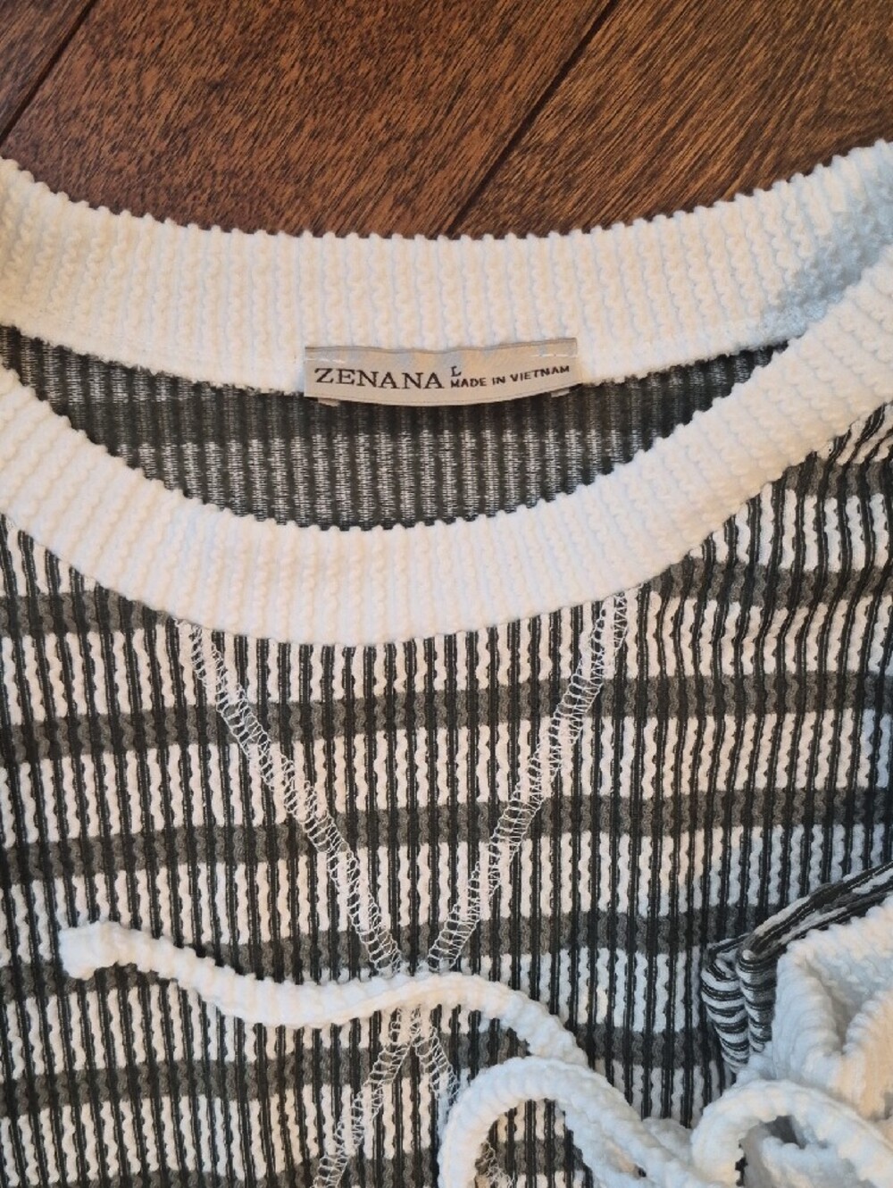 Cozy Olive Green Striped Knit Lounge Pant Set - Relaxed Wide Leg Brand NEW - Picture 3 of 4